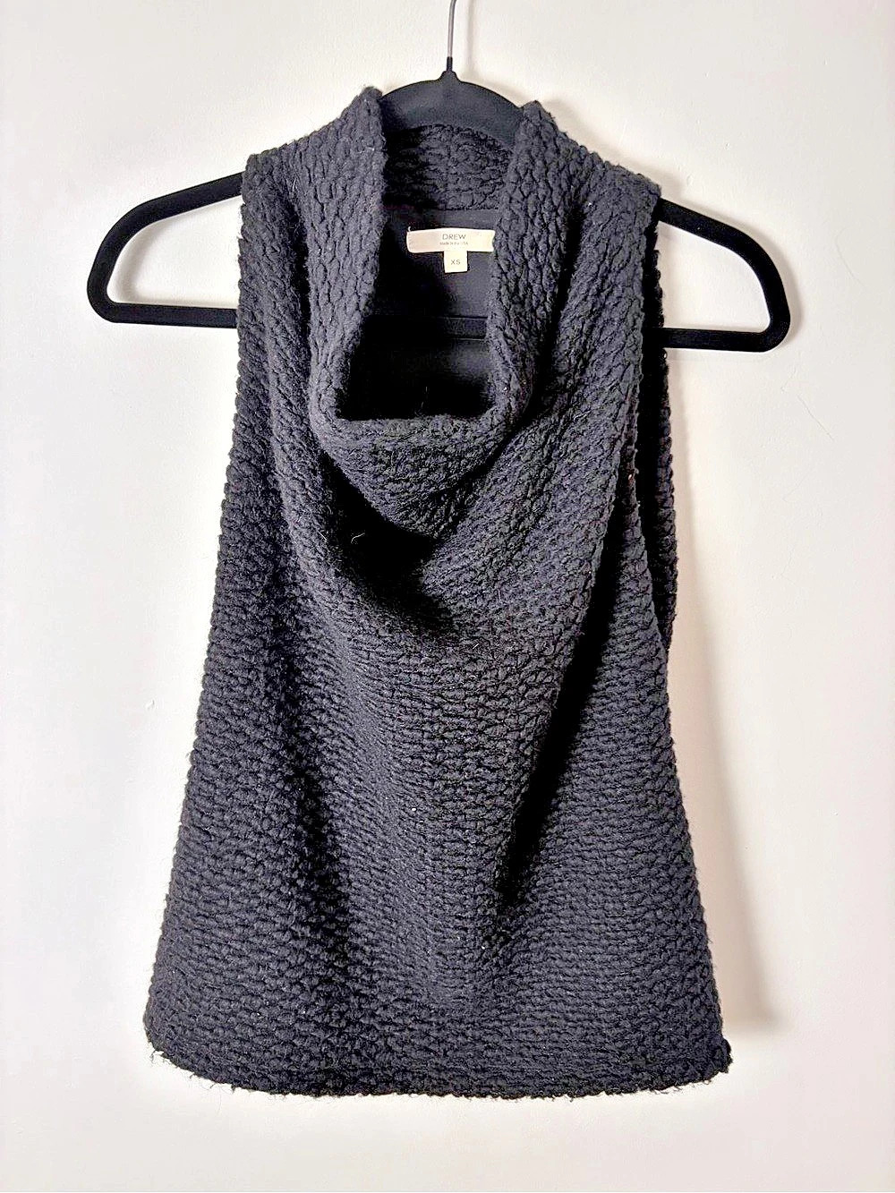 DREW Black Alpaca Blend Cowl Neck Sweater Vest Top XS